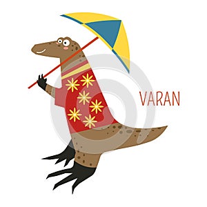 Varan lizard cartoon vector South East Asia animal