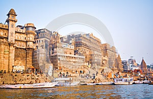 Varanasi or Banaras ganga ghat, Uttar Pradesh, India photo