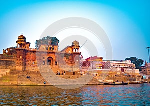 Varanasi or Banaras ganga ghat, Uttar Pradesh, India photo