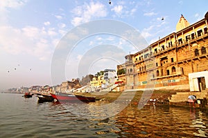 Varanasi ghats morning view India photo