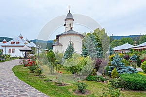 Varatec monastery during a cloudy day in Romania