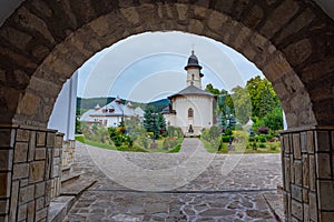 Varatec monastery during a cloudy day in Romania