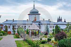 Varatec monastery during a cloudy day in Romania