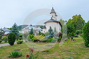 Varatec monastery during a cloudy day in Romania