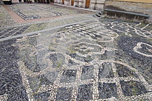 Varazze old medieval church cathedral Saint Ambrogio place sea stone made carpet