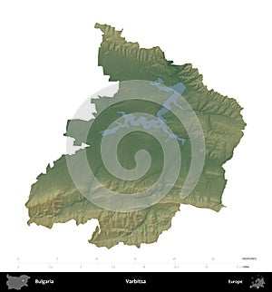 Varbitsa, Bulgaria, isolated on white. Physical