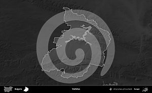 Varbitsa highlighted, Bulgaria. Grayscale
