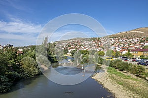 Vardar River in Veles city Macedonia