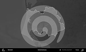 Varde Kommune highlighted, Denmark. Grayscale