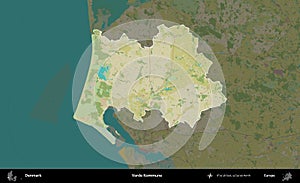 Varde Kommune highlighted, Denmark. Topographic Humanitarian