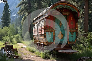 vardo decorated traditional Romani wagon photo