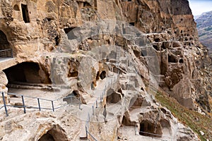 Vardzia ancient cave city carved into the rock - famous attraction of Georgia