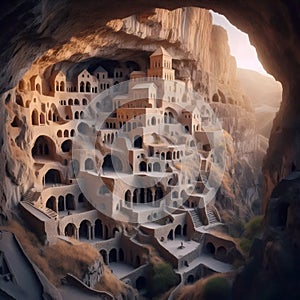 Vardzia cave monastery, AI generated image