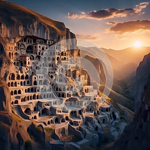 Vardzia cave monastery, AI generated image