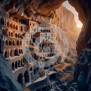 Vardzia cave monastery, AI generated image