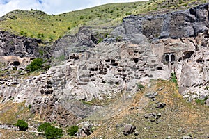 Vardzia cave monastery complex in Georgia landscape