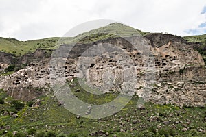 Vardzia is a cave monastery site excavated from Erusheti Mountain on the left bank of the Mtkvari River, near Aspindza