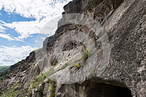 Vardzia is a cave monastery site excavated from Erusheti Mountain on the left bank of the Mtkvari River, near Aspindza