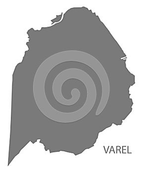 Varel German city map grey illustration silhouette shape