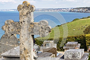 cemetery at the church of Varengeville-sur-Mer, France photo