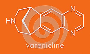 Varenicline smoking cessation drug molecule. Skeletal formula. photo