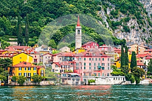 Varenna, Italy - Beautiful Lake Como landscape in Lombardy photo