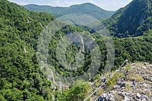 Varghis Gorge in Romania Vargyas szoros in Hungarian - overview from the top, at the end of a via ferrata route. Tourism, Summer