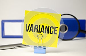 VARIANCE text on sticker on the paper diagram