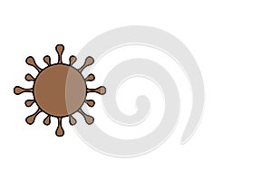 Virus. Design of a brown virus representing monkeypox. White background with space for text. Illustration. Horizontal design. photo