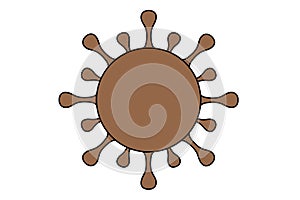 Virus. Design of a brown virus representing monkeypox. White background with space for text. Illustration. Horizontal design. photo