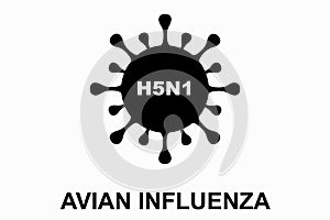 Avian influenza H5N1. Bird flu virus illustration. H5N1 bird flu epidemic disease. Chinese pandemic danger.