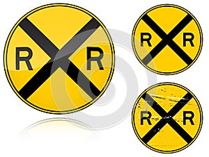 Variants a Level crossing warning - road sign