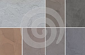 Variants of the texture of the plaster, decorative wall coverings