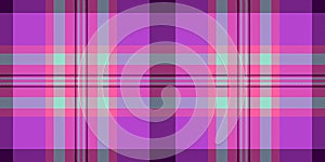 Variation check plaid seamless, gingham tartan textile pattern. Front vector fabric background texture in purple and pink colors