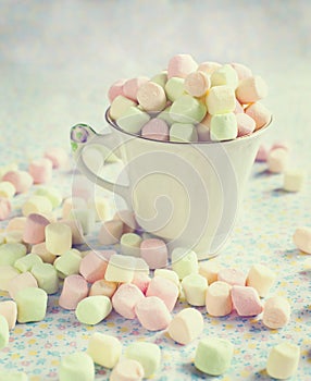 Varicolored marshmallows.