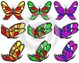 Varicolored patterned butterfly set.