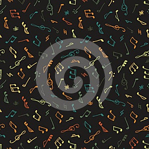 Varicolored seamless music pattern