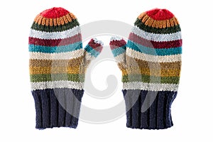 Varicolored striped mittens photo
