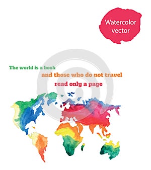 Varicolored watercolour world map