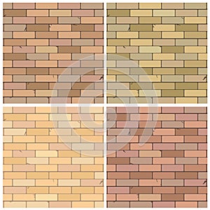 Varied brick wall patterns. Pastel to dark color palettes. Seamless masonry textures. Vector illustration. EPS 10.