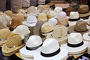 Varied fashion hats showcase shop photo