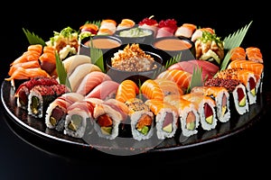 Varied Platter sushi rolls. Generate Ai