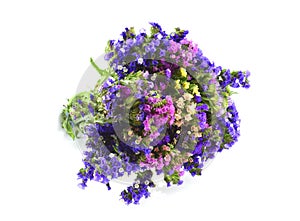 Variegated bouquet of limonium flowers, also known as sea-lavender, statice, caspia or marsh-rosemary.