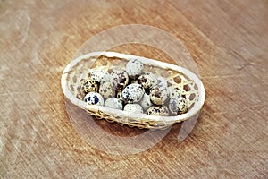 Variegated quail eggs with small brown specks