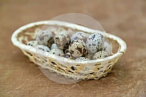 Variegated quail eggs with small brown specks