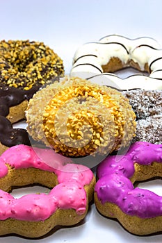 Variery of fresh donuts