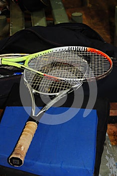 Varies worn and worn tennis rackets