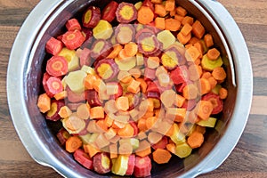 Varieties of carrots cut