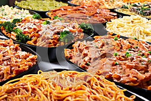 varieties of pasta trays