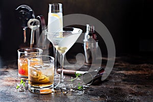 Variety of alcoholic cocktails photo